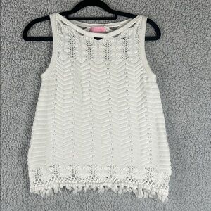 Lilly Pulitzer Sleeveless Knit Crochet White Top Size Si